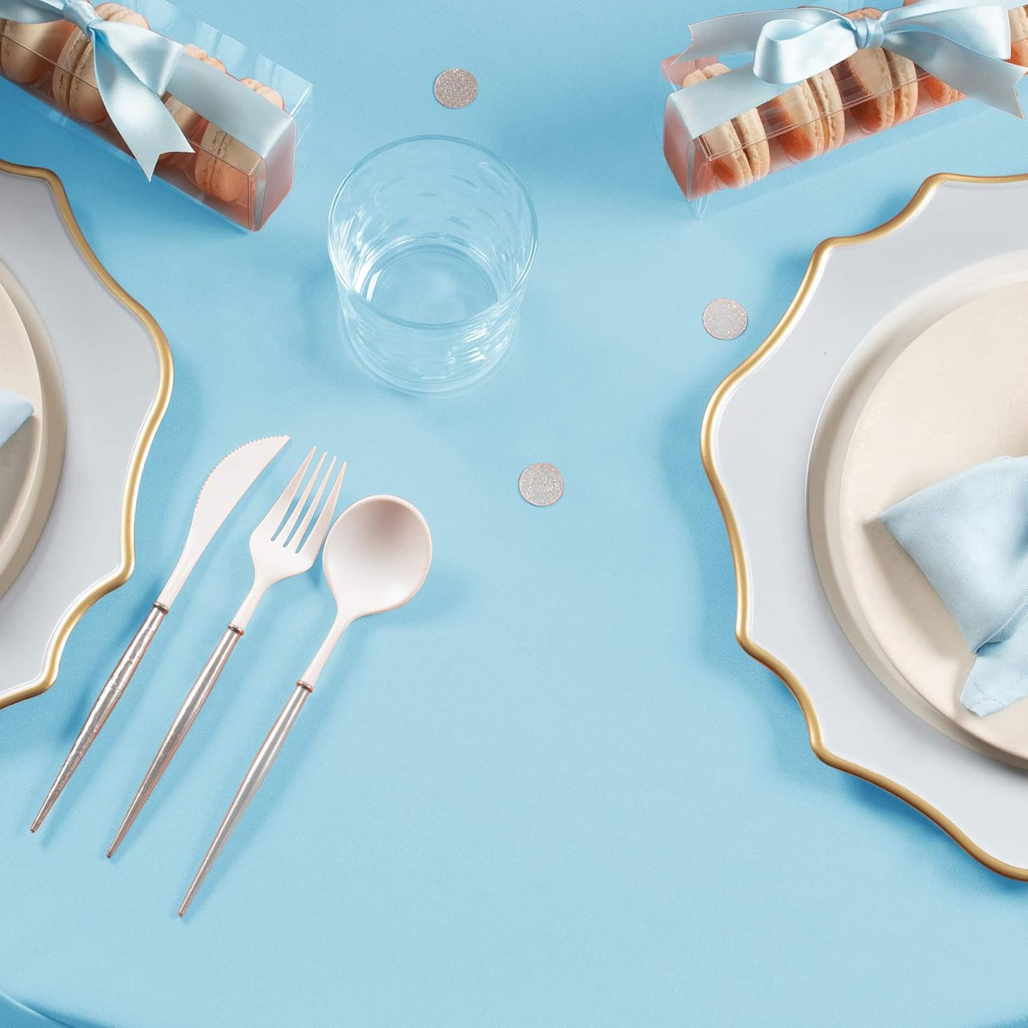 Polyester Rectangle Tablecloth Baby Blue 1ct